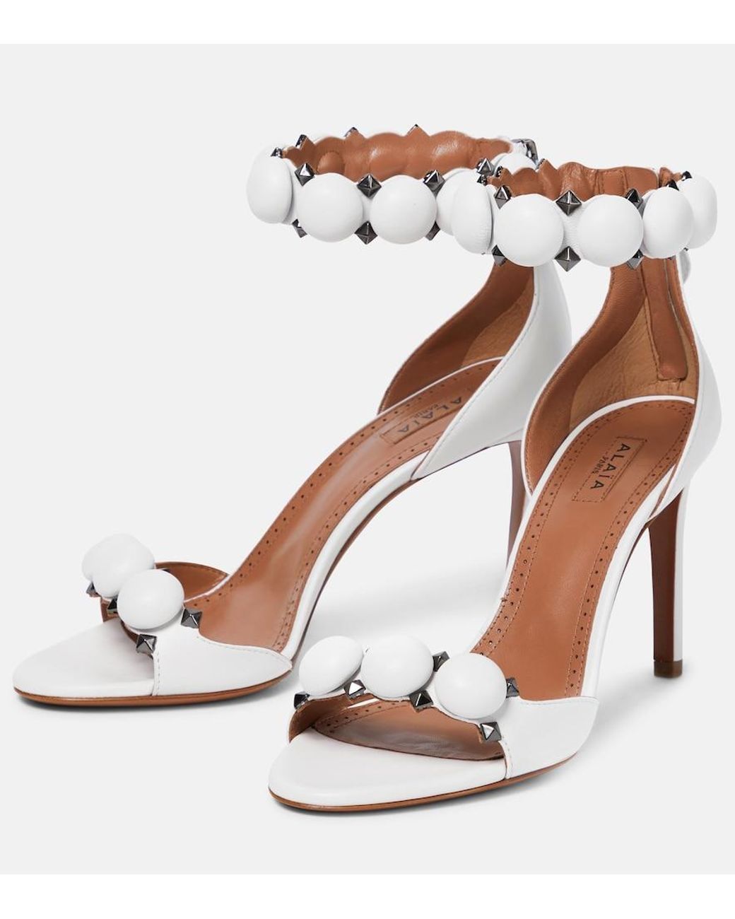 Alaïa White Leather Bombe Sandals 90