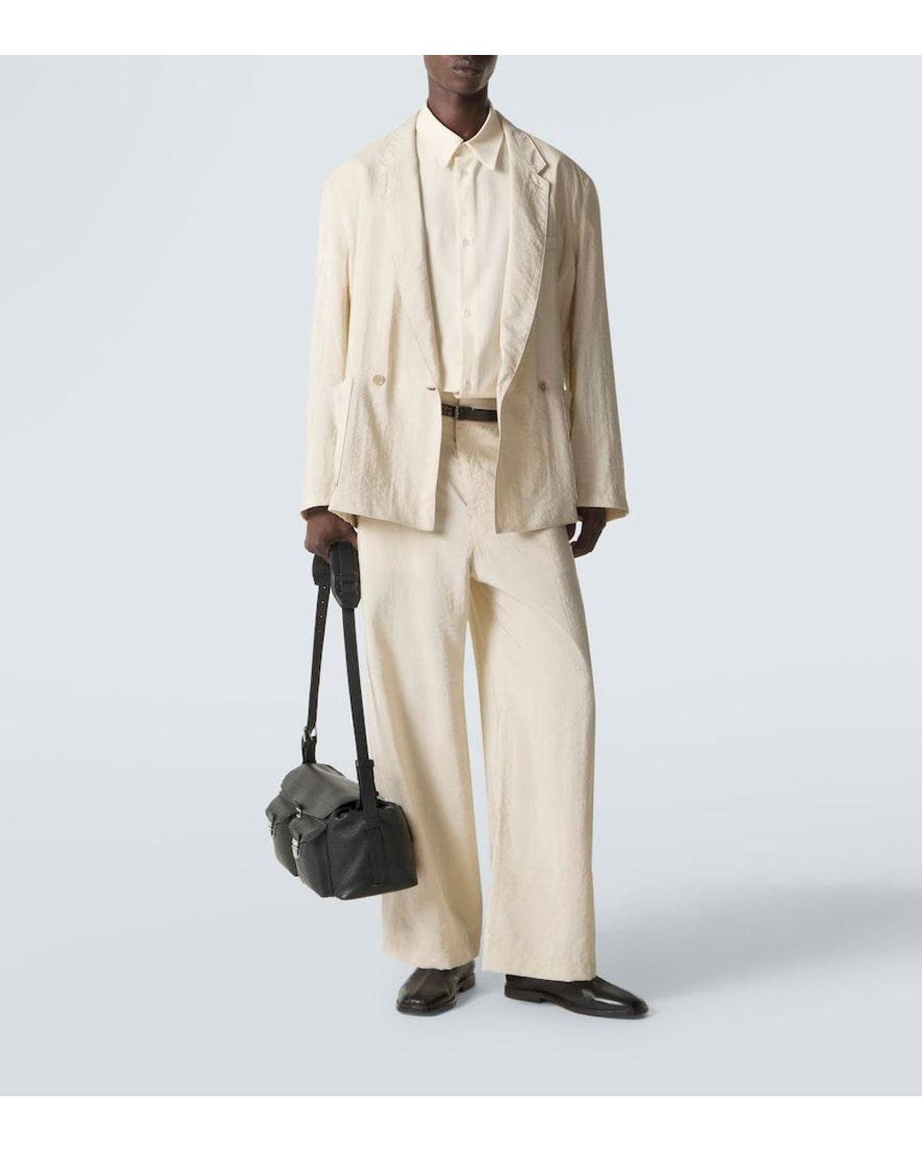 Lemaire Natural Silk-Blend Wide-Leg Pants for men