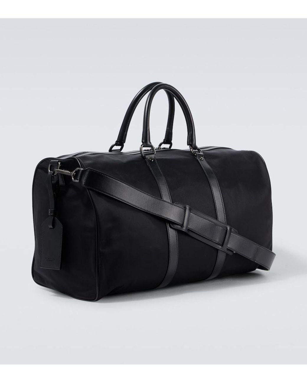 Kiton Black Leather-Trimmed Duffel Bag for men