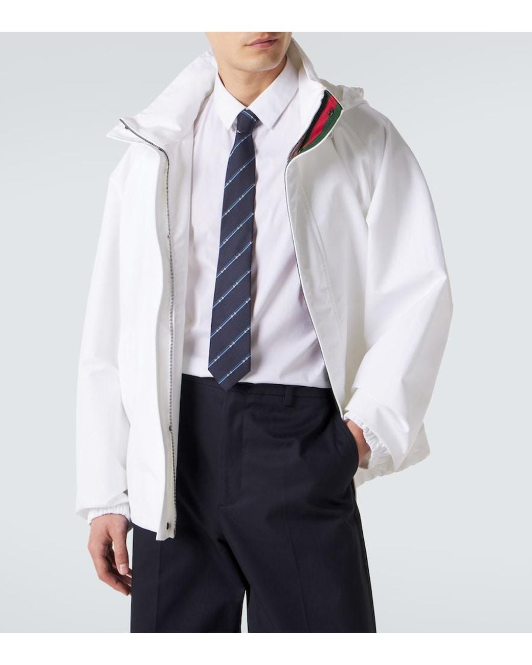 Gucci Blue Horsebit Striped Silk Jacquard Tie for men