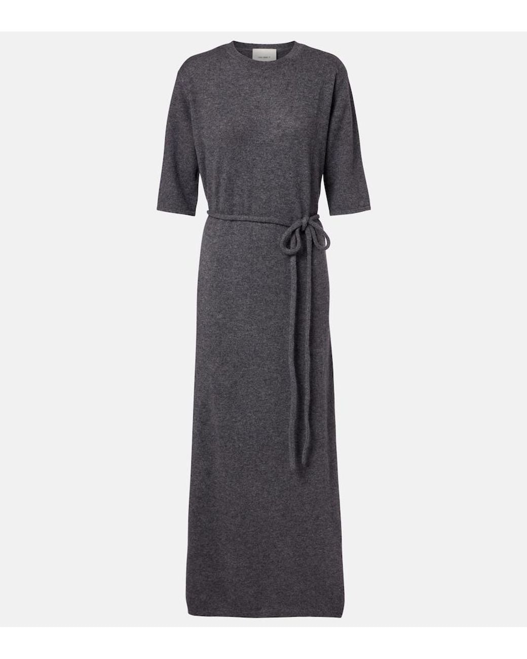 Lisa Yang Gray Tilde Belted Cashmere Maxi Dress