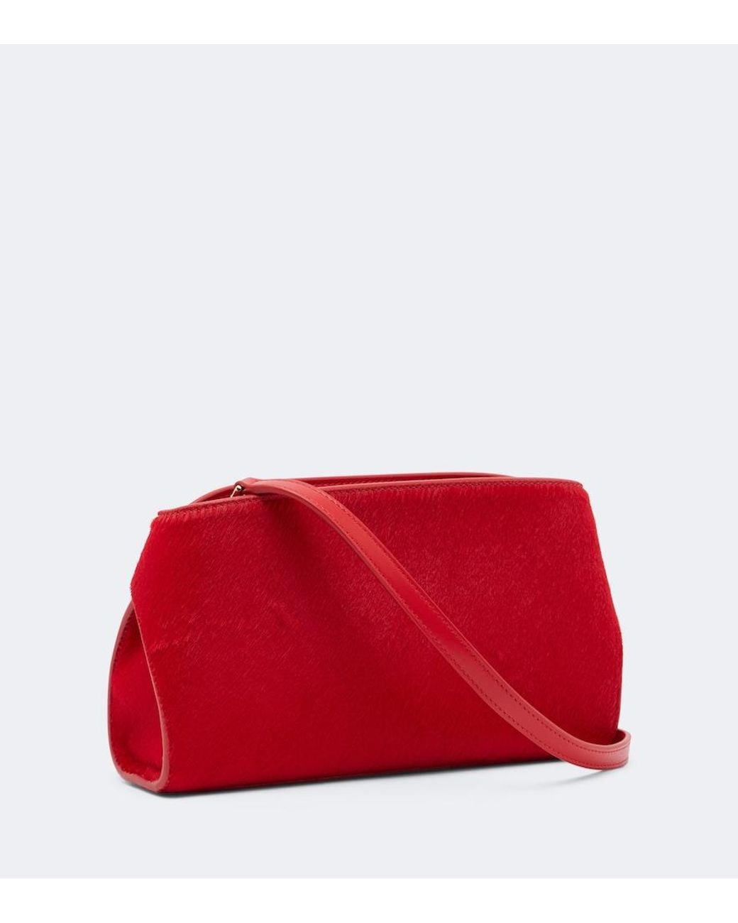 Ferragamo Red Hug Small Calf Hair Clutch