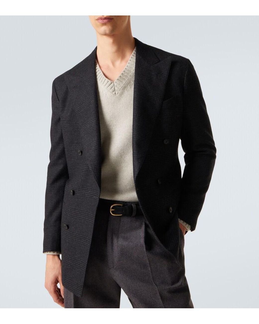 Saman Amel Blazer Aus Wollflanell in Black für Herren