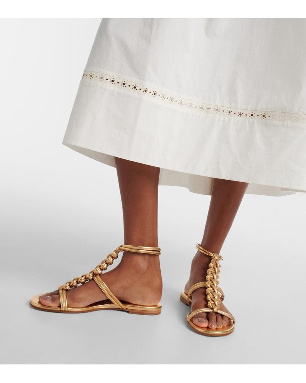 Gianvito Rossi Capua Metallic Leather Sandals