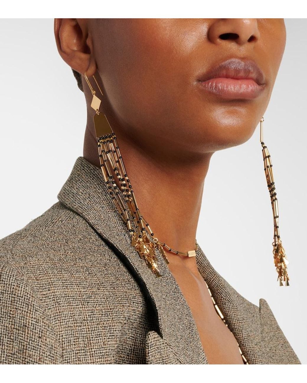 Isabel Marant Metallic Beaded Drop Earrings