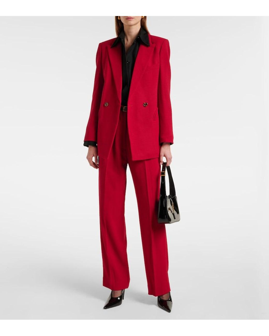 Blazé Milano Red Cool & Easy Wool Wide-Leg Pants