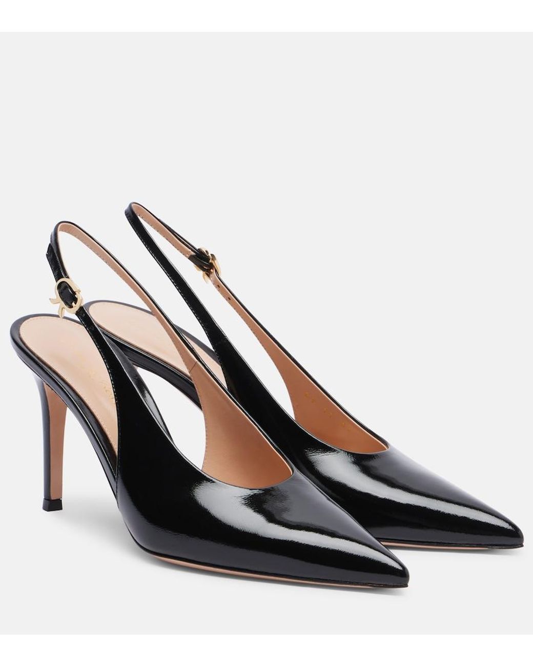 Gianvito Rossi Black Robbie 85 Leather Slingback Pumps