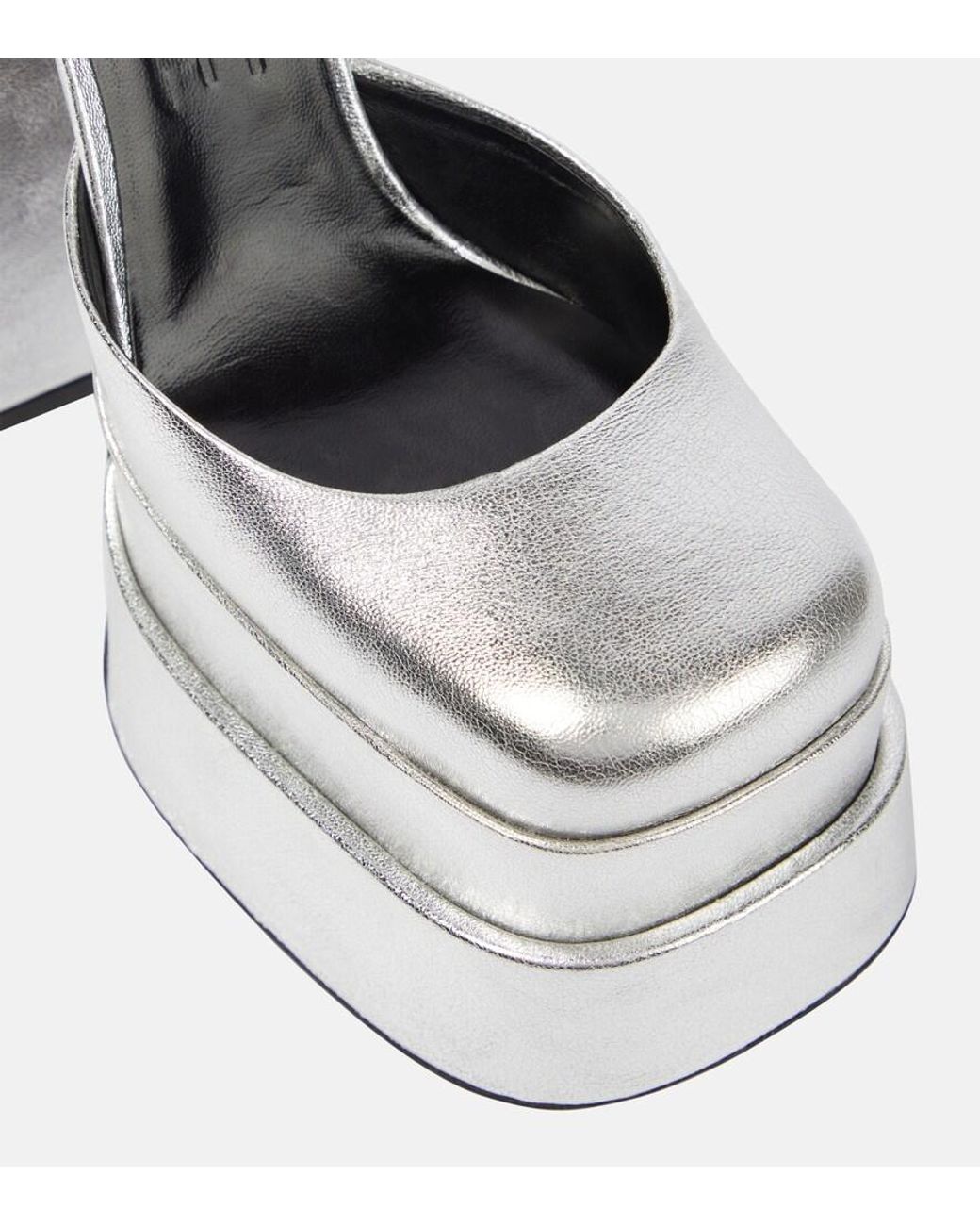 Versace White Medusa Aevitas Leather Platform Pumps