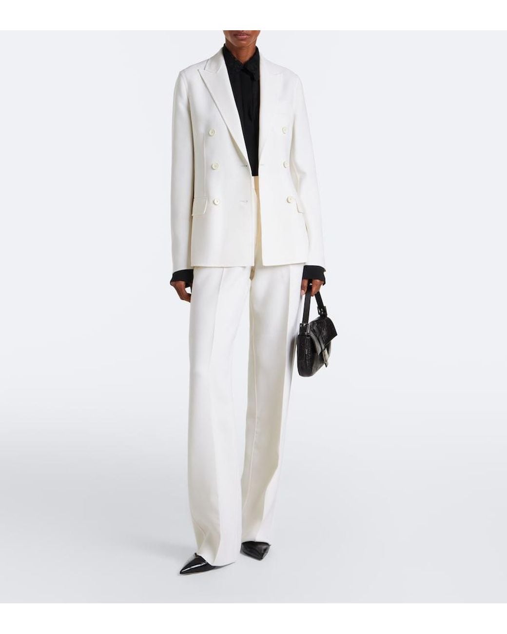 Fendi White Double-Breasted Virgin Wool Blazer