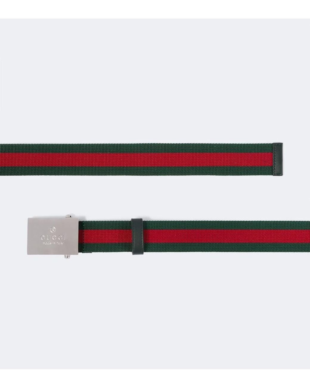 Gucci White Web Stripe Canvas Belt for men