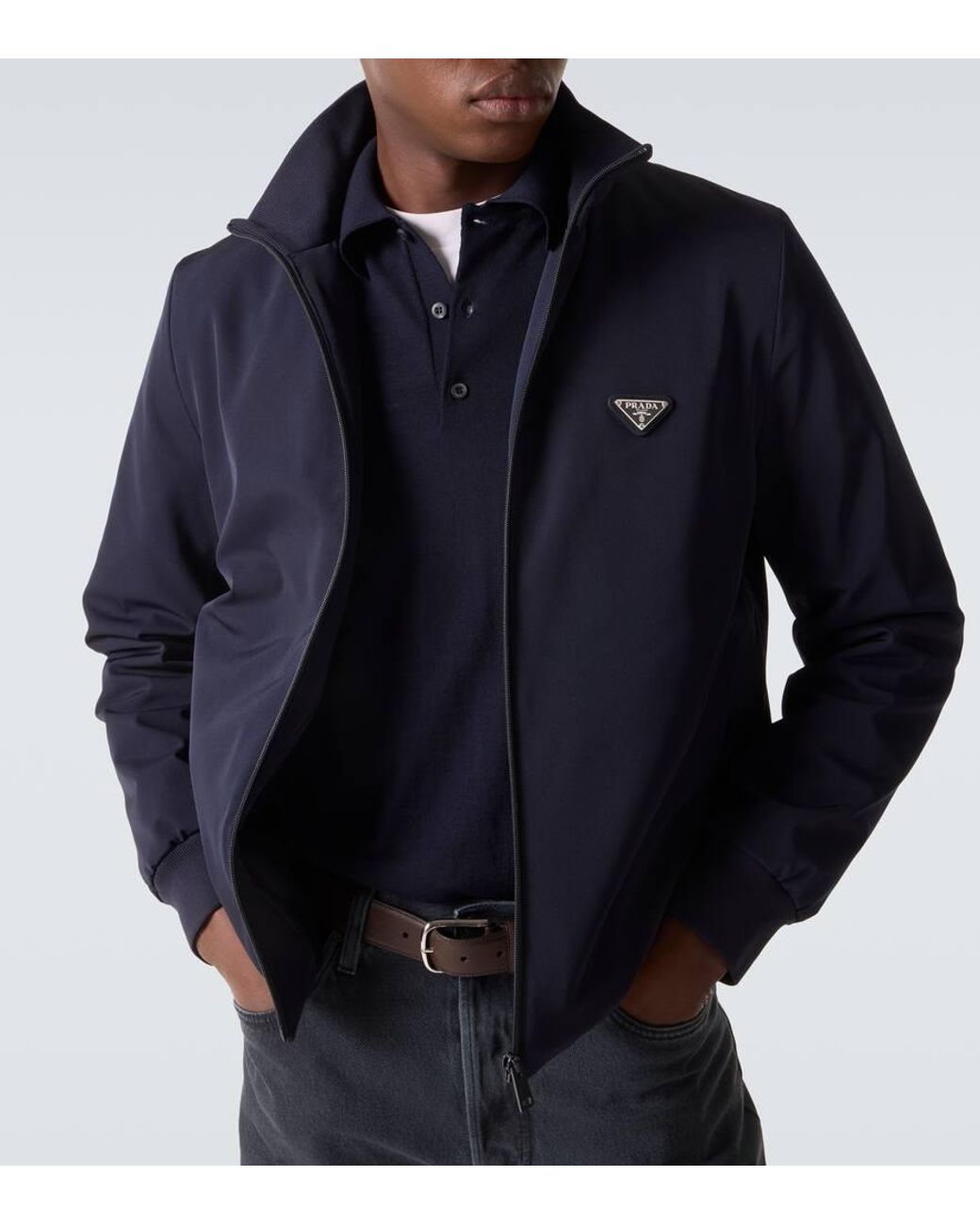 Prada Logo Track Jacket in Blue for Men | Lyst