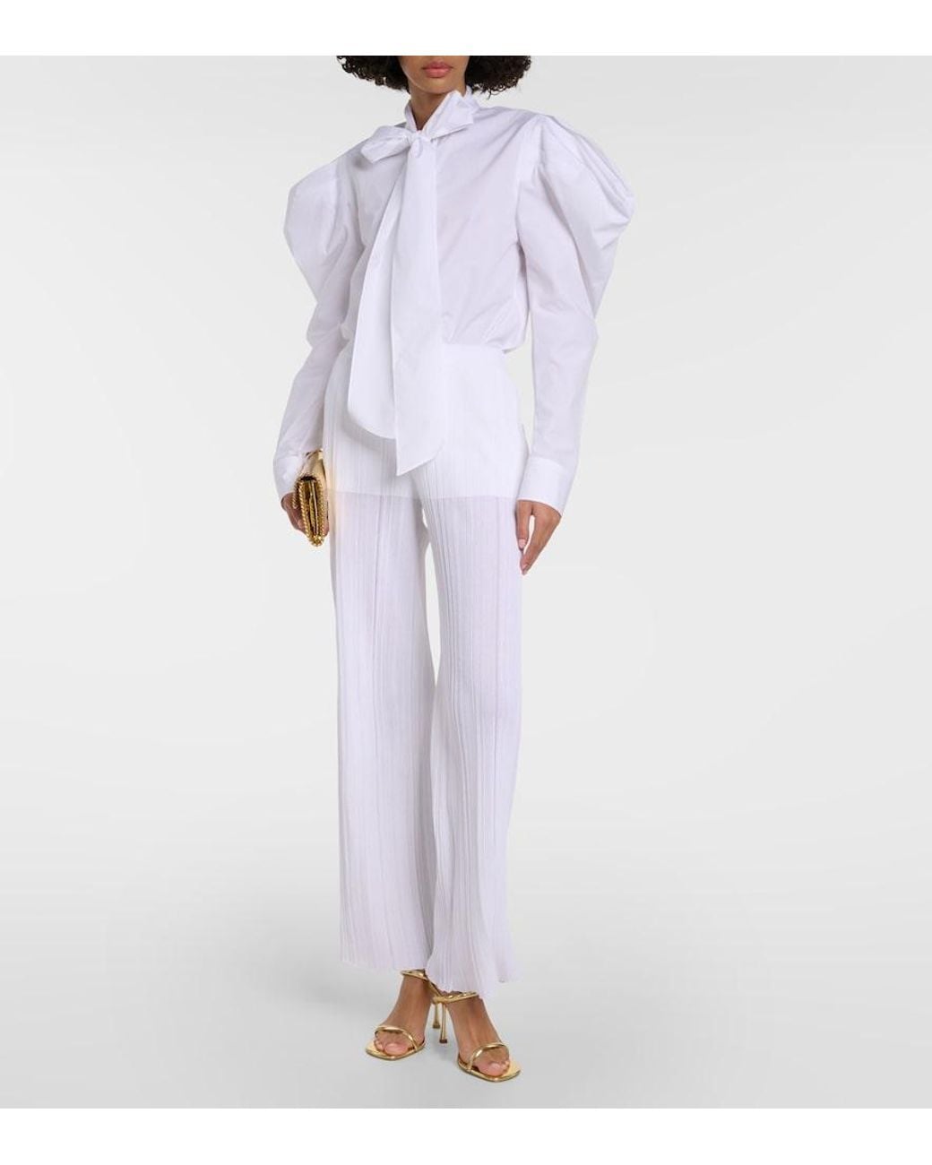Stella McCartney White Pleated Knit Straight Pants