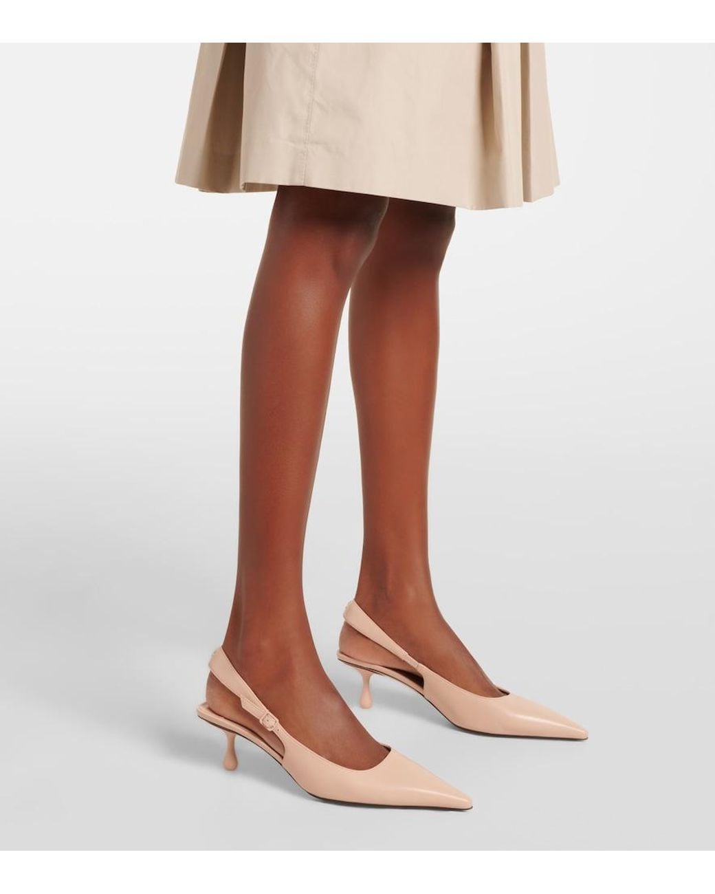 Jimmy Choo Natural Amel 50 Leather Slingback Pumps