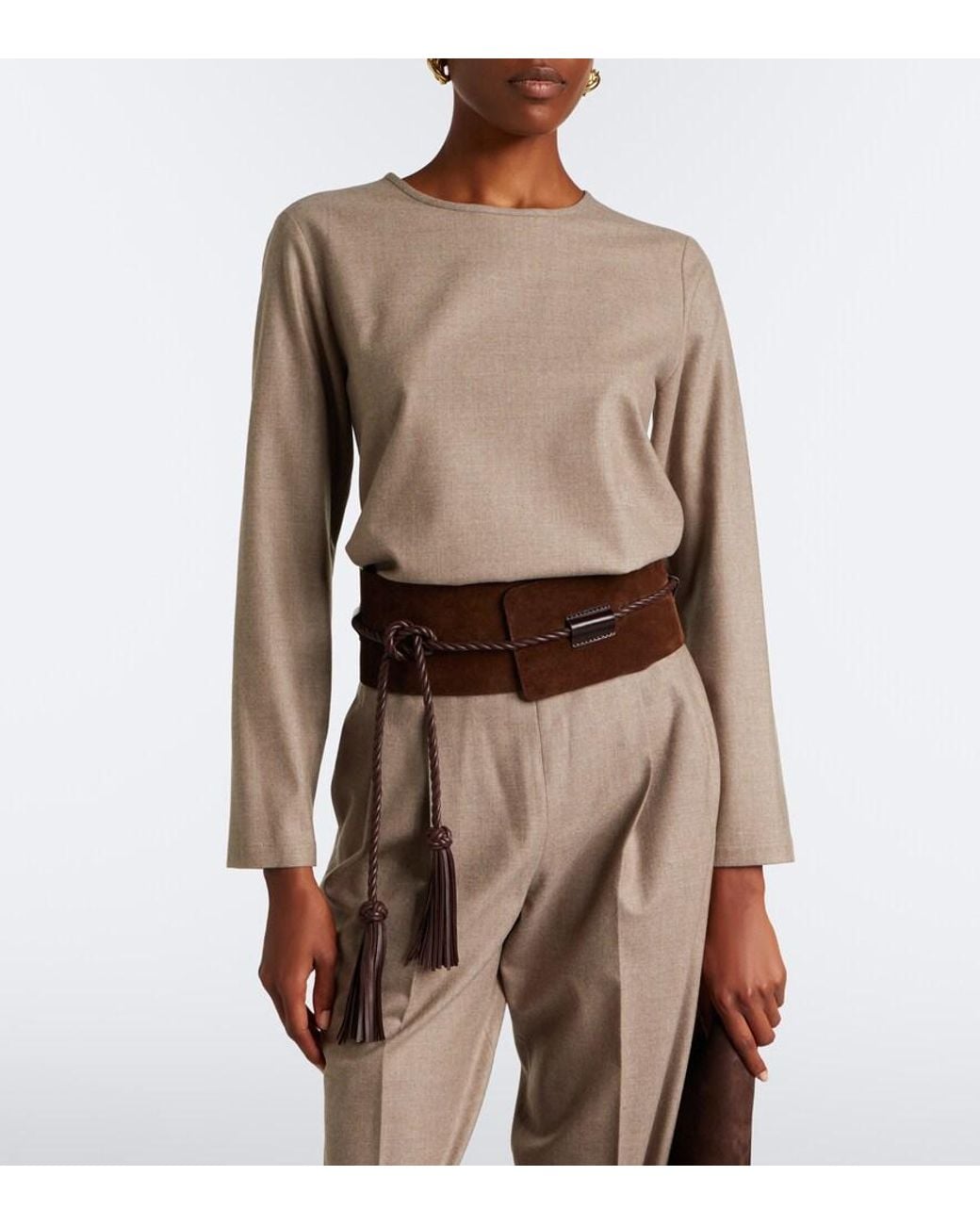 Max Mara Brown Cashmere-Blend Top