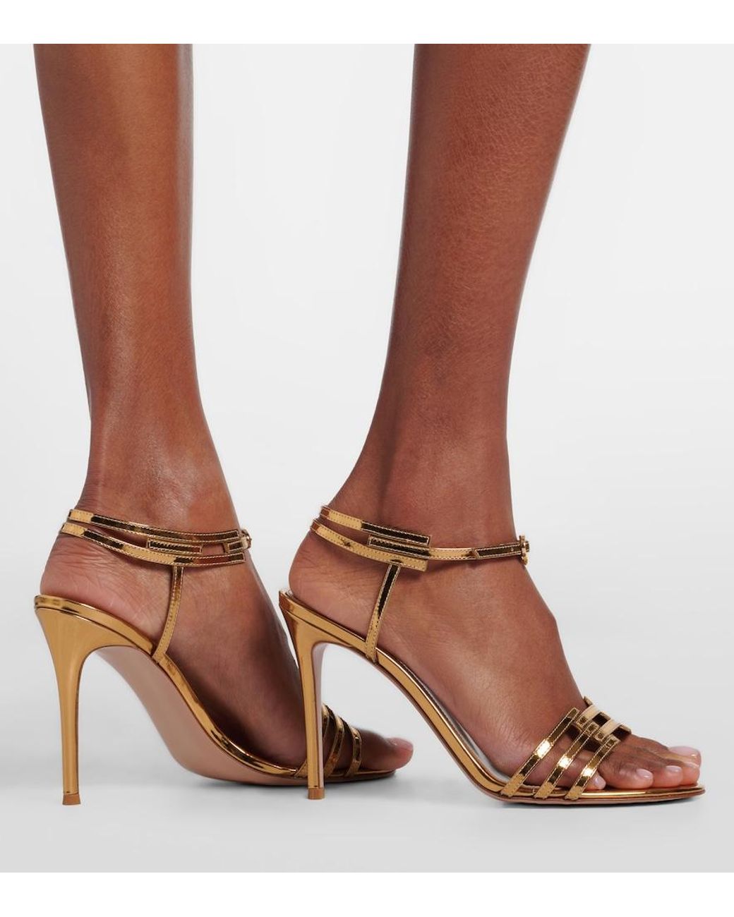 Gianvito Rossi Metallic Leather Slingback Sandals