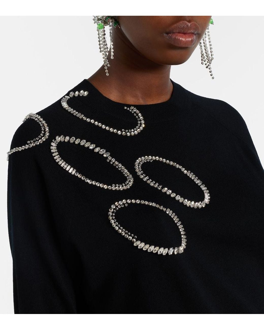 Dries Van Noten Black Embellished Wool Sweater