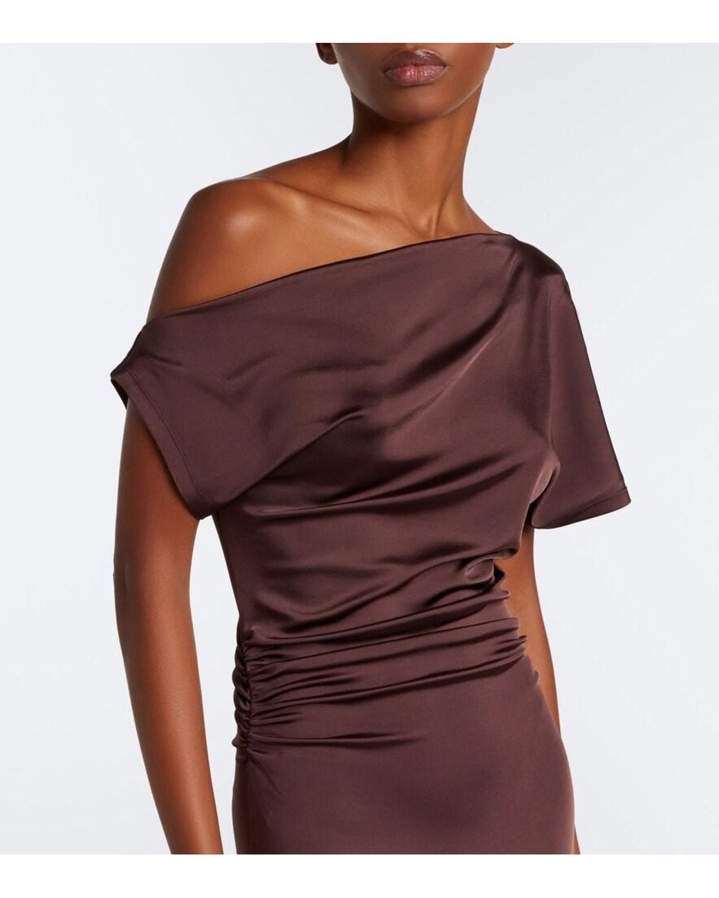 TOVE Purple Sora Gathered Satin Midi Dress