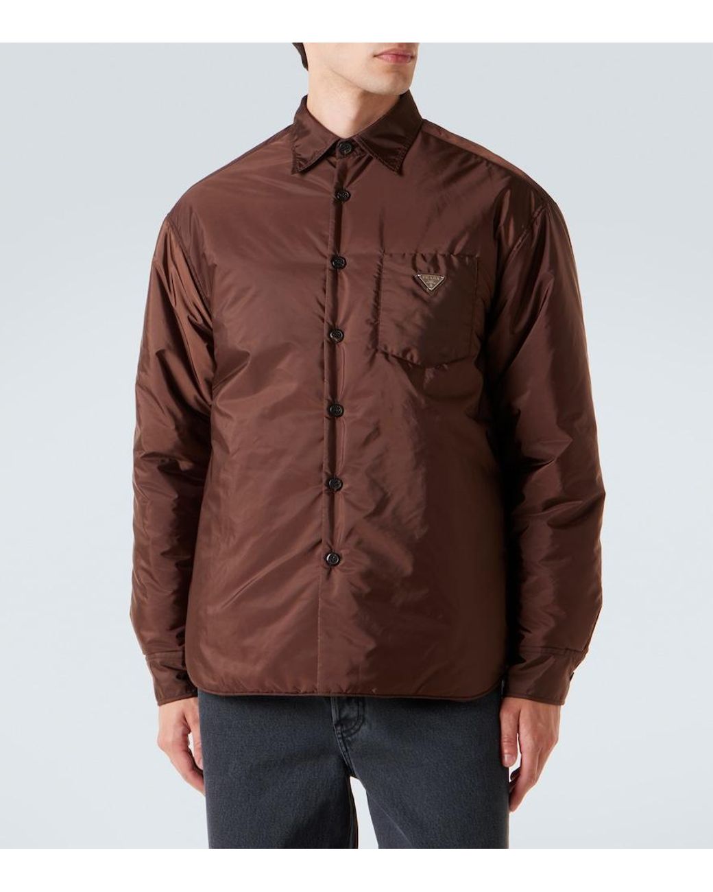 Prada Brown Re-Nylon Logo Shirt for men