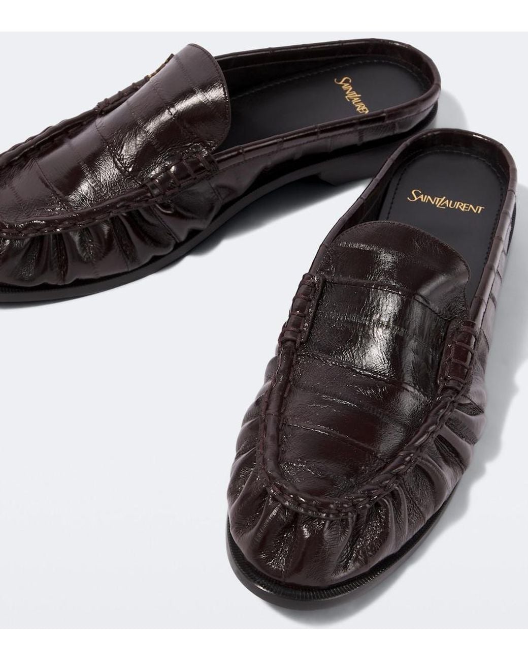 Saint Laurent Brown Le Loafer Eel Leather Mules for men