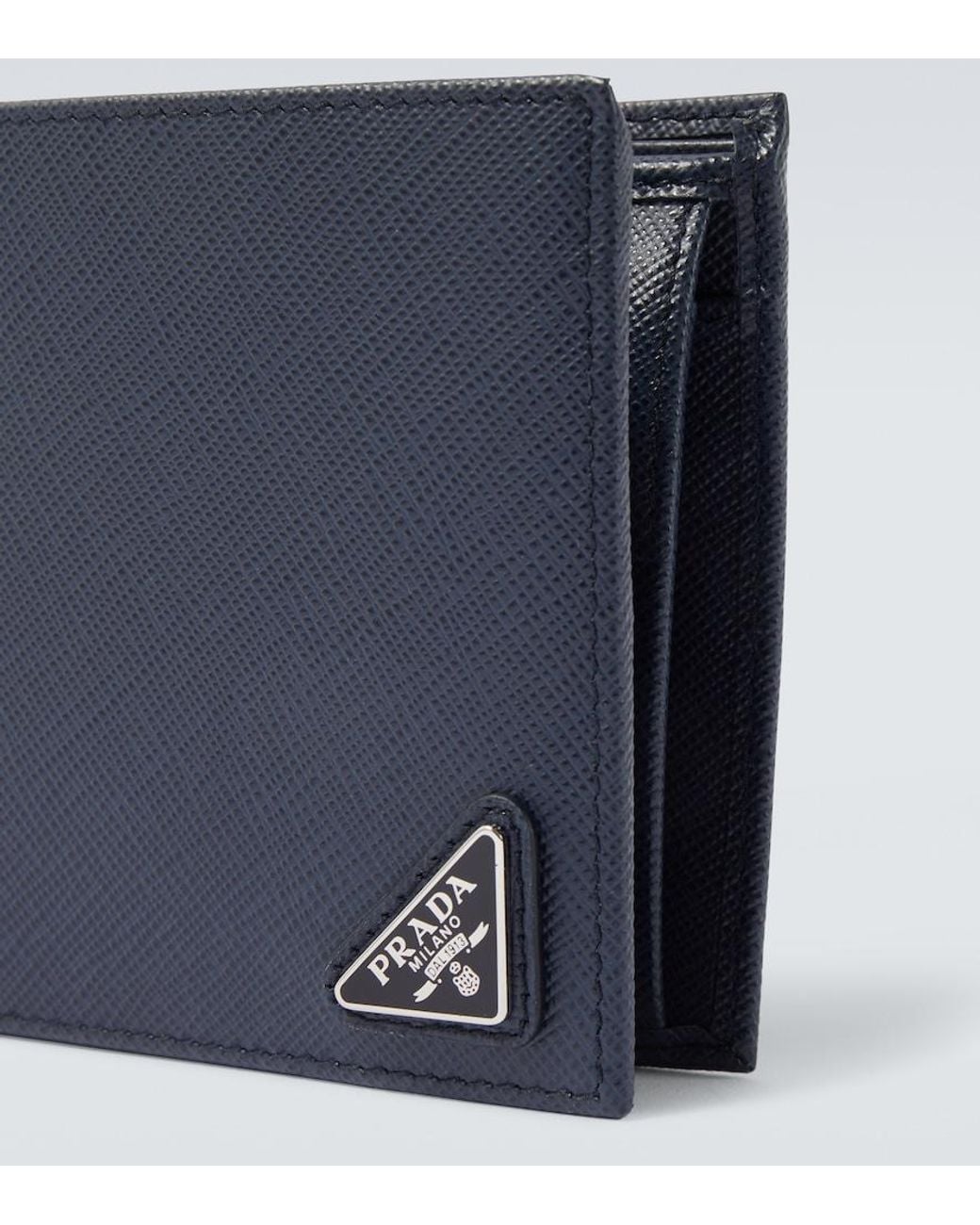 Prada Blue Logo Leather Wallet for men