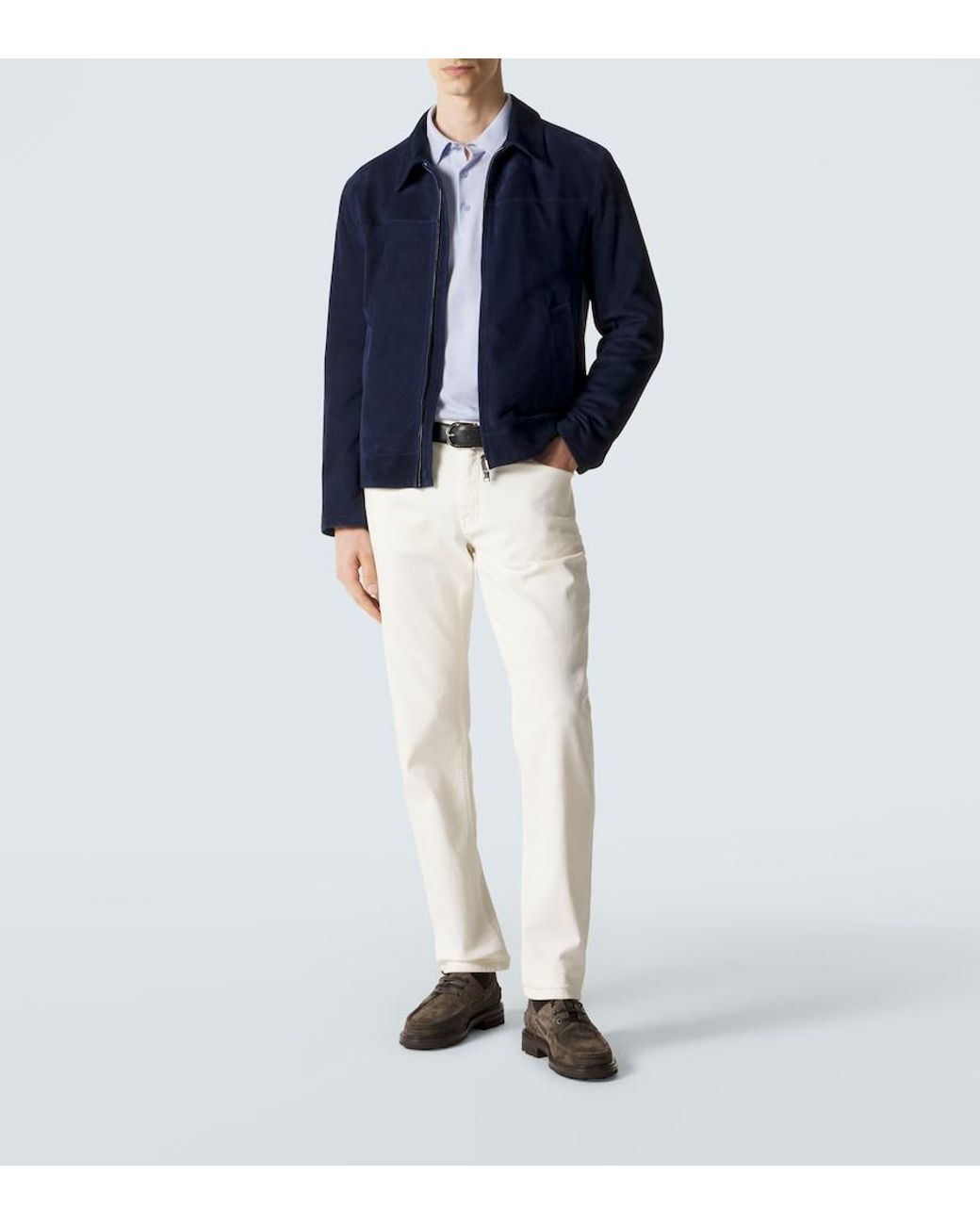 Brioni Blue Suede Blouson Jacket for men