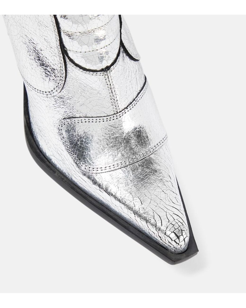 Vetements White Metallic Leather Ankle Boots