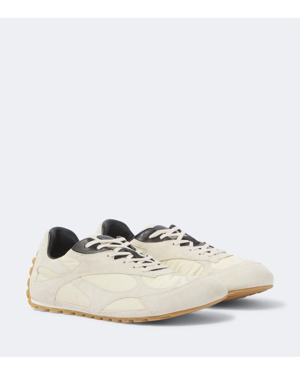 Bottega Veneta White Orbit Flash Suede-Trimmed Sneakers for men