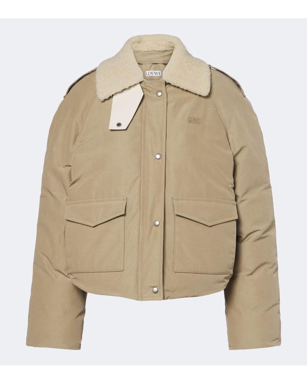 Loewe Natural Padded Shearling-Trimmed Cotton-Blend Jacket