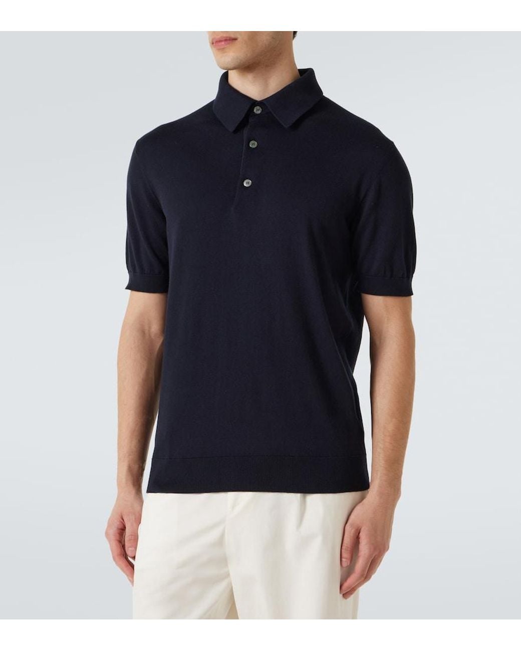 Zegna Blue Cotton Polo Shirt for men