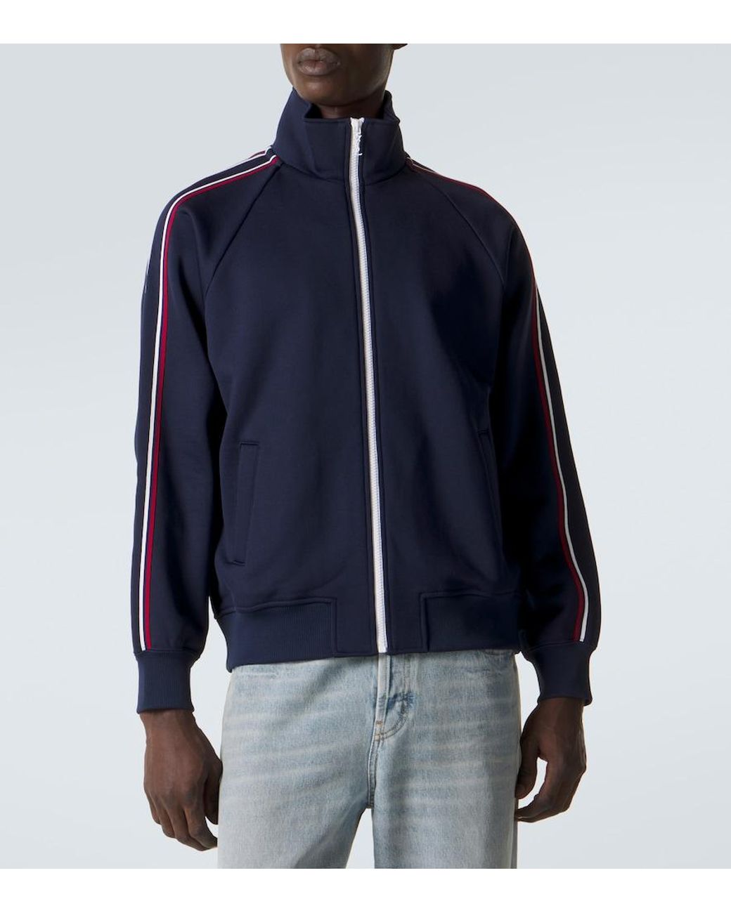 Saint Laurent Blue Cotton-Blend Track Jacket for men