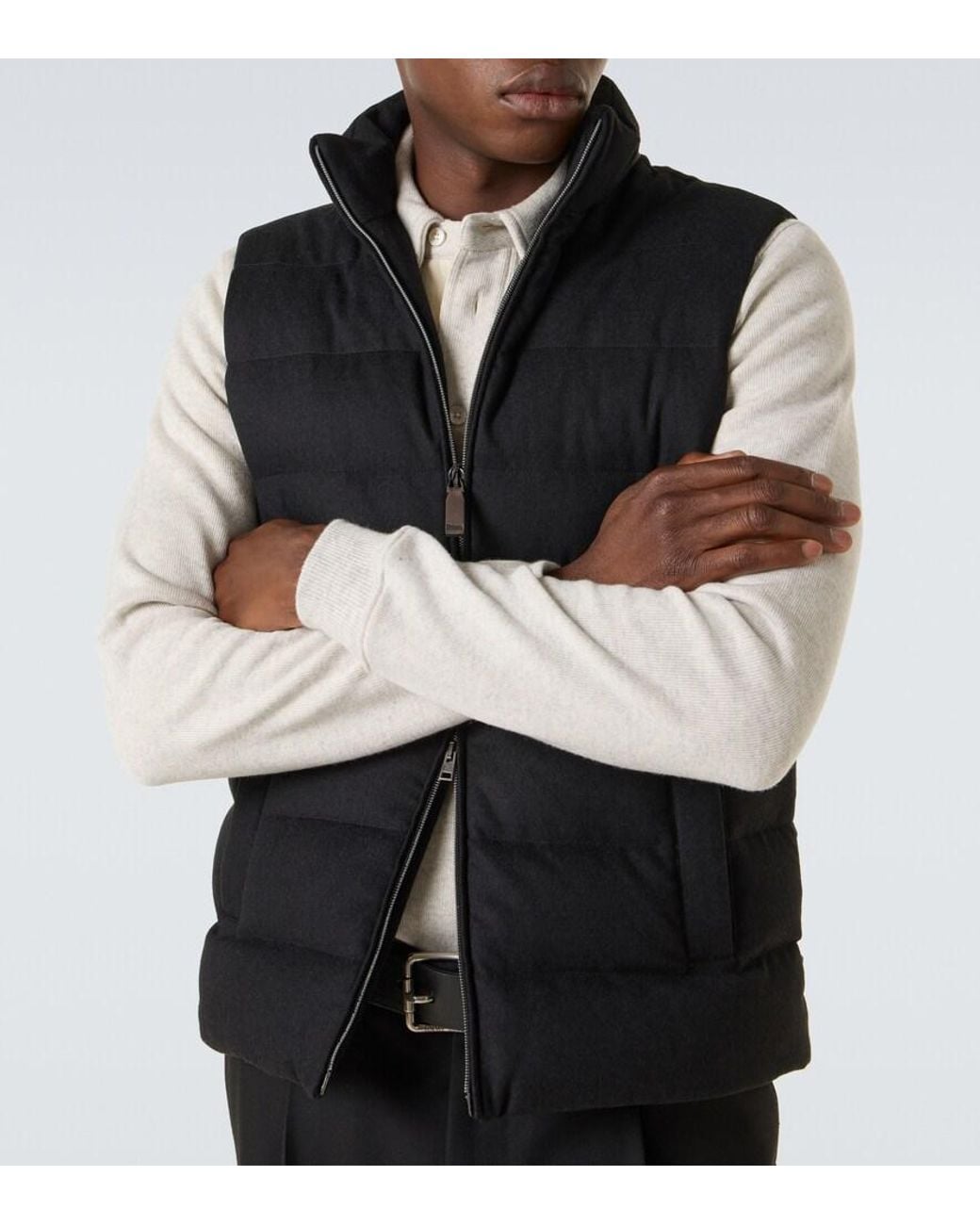 Herno Black Down-Paneled Silk And Cashmere Vest for men