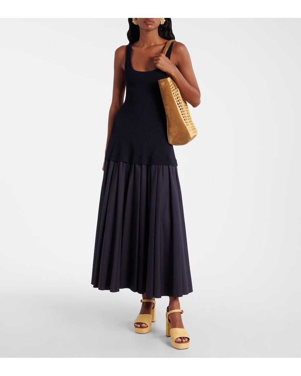 Staud Metallic Jodie Raffia And Leather Platform Sandals