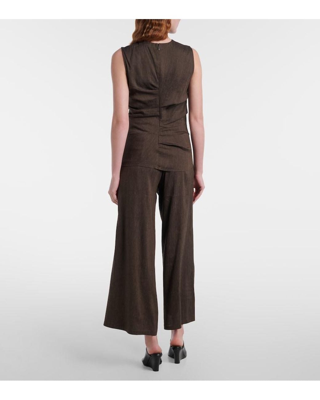 Proenza Schouler Brown Calla Linen-Blend Wide-Leg Pants