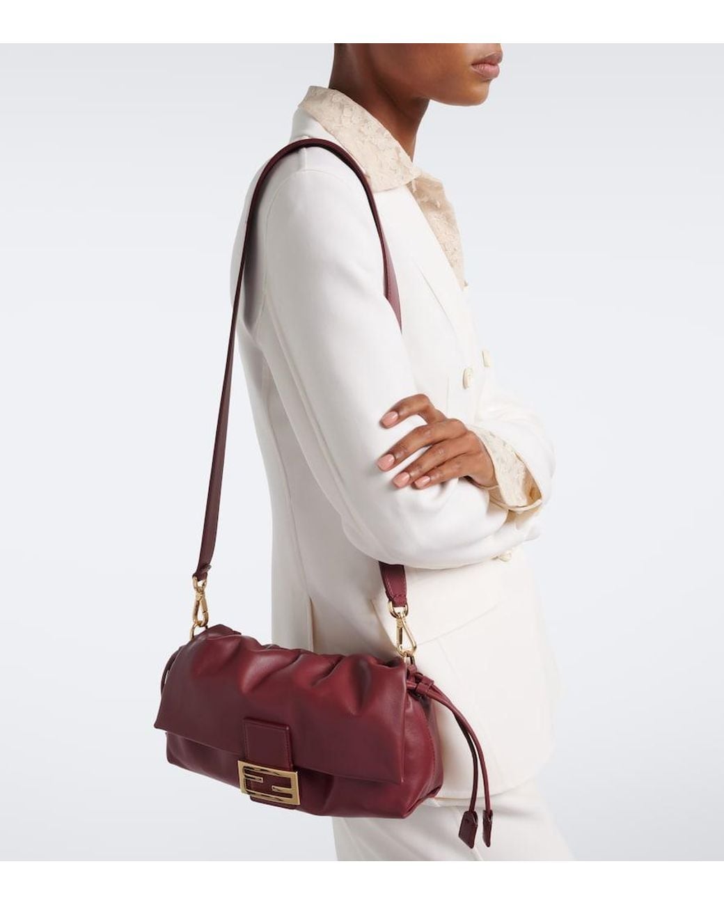 Fendi Purple Baguette Medium Leather Shoulder Bag