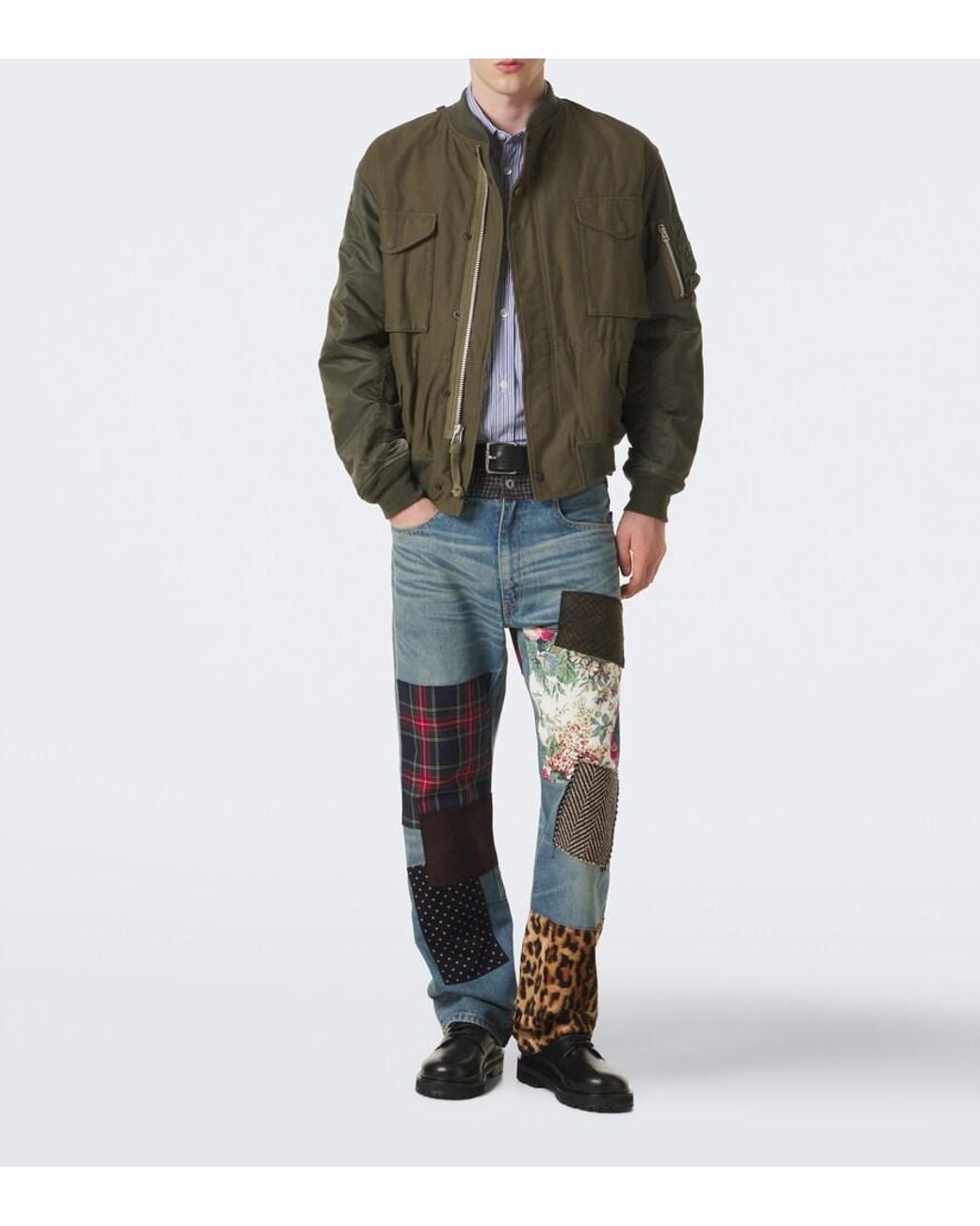 Junya Watanabe Blue Patchwork Straight Jeans for men