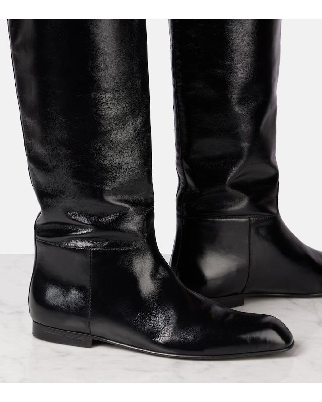 Khaite Black Colt Leather Knee-High Boots