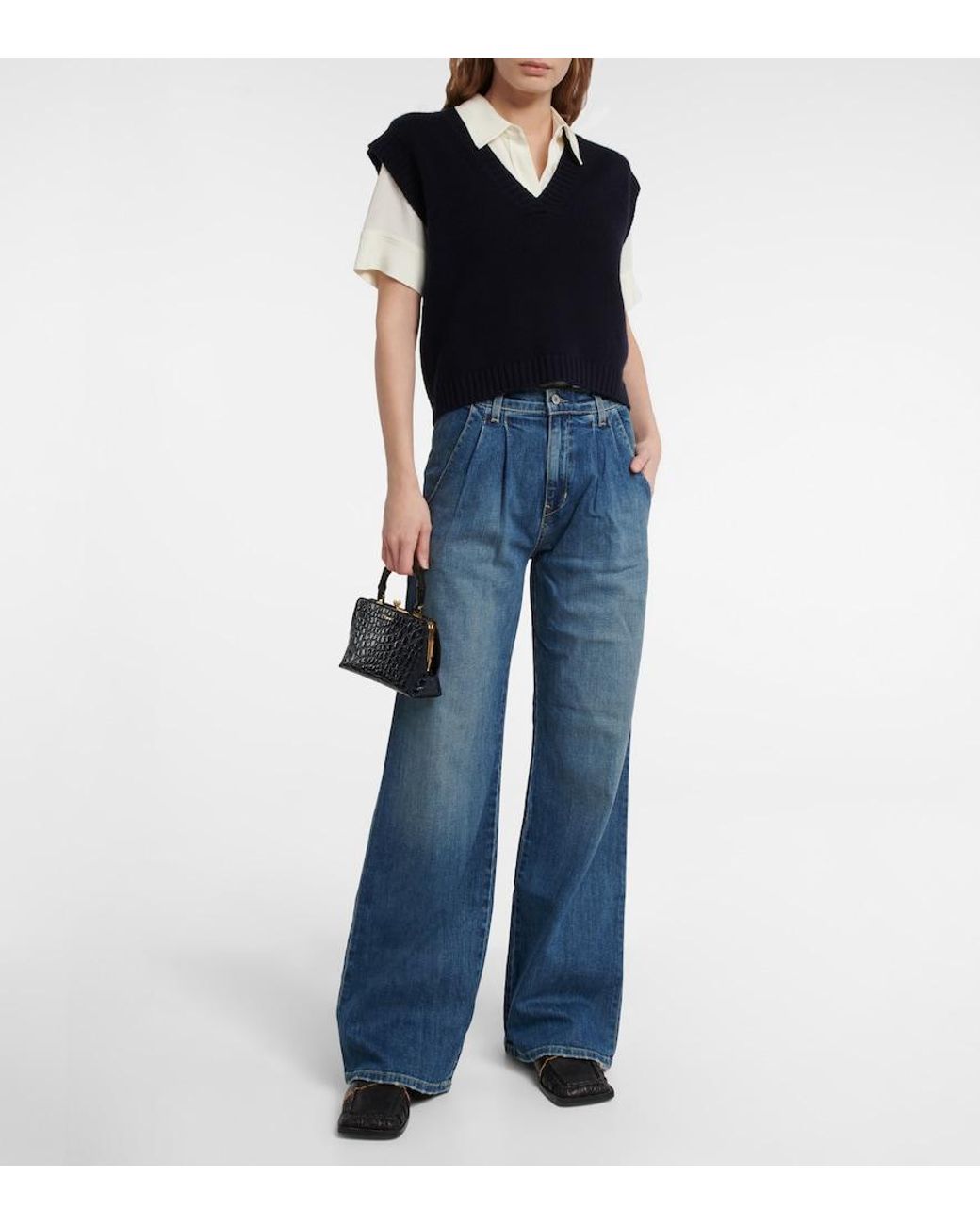 Nili Lotan Blue Flora Trouser Wide-leg Jeans