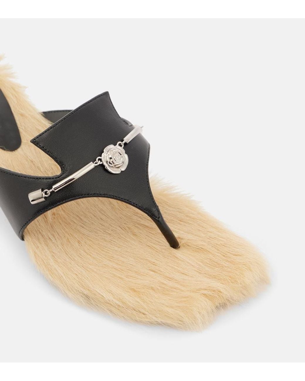 Magda Butrym Black Shearling-Trimmed Leather Sandals