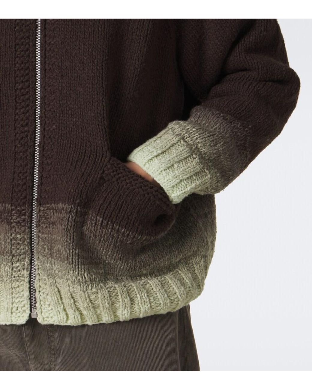 Auralee Brown Ombre Wool Cardigan for men