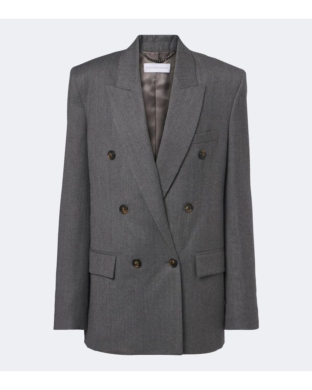 Stella McCartney Gray Double-Breasted Wool Blazer
