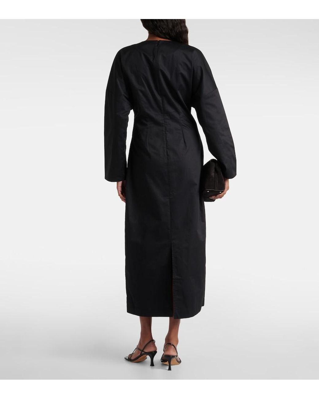 Co. Black Gathered Tton Midi Dress