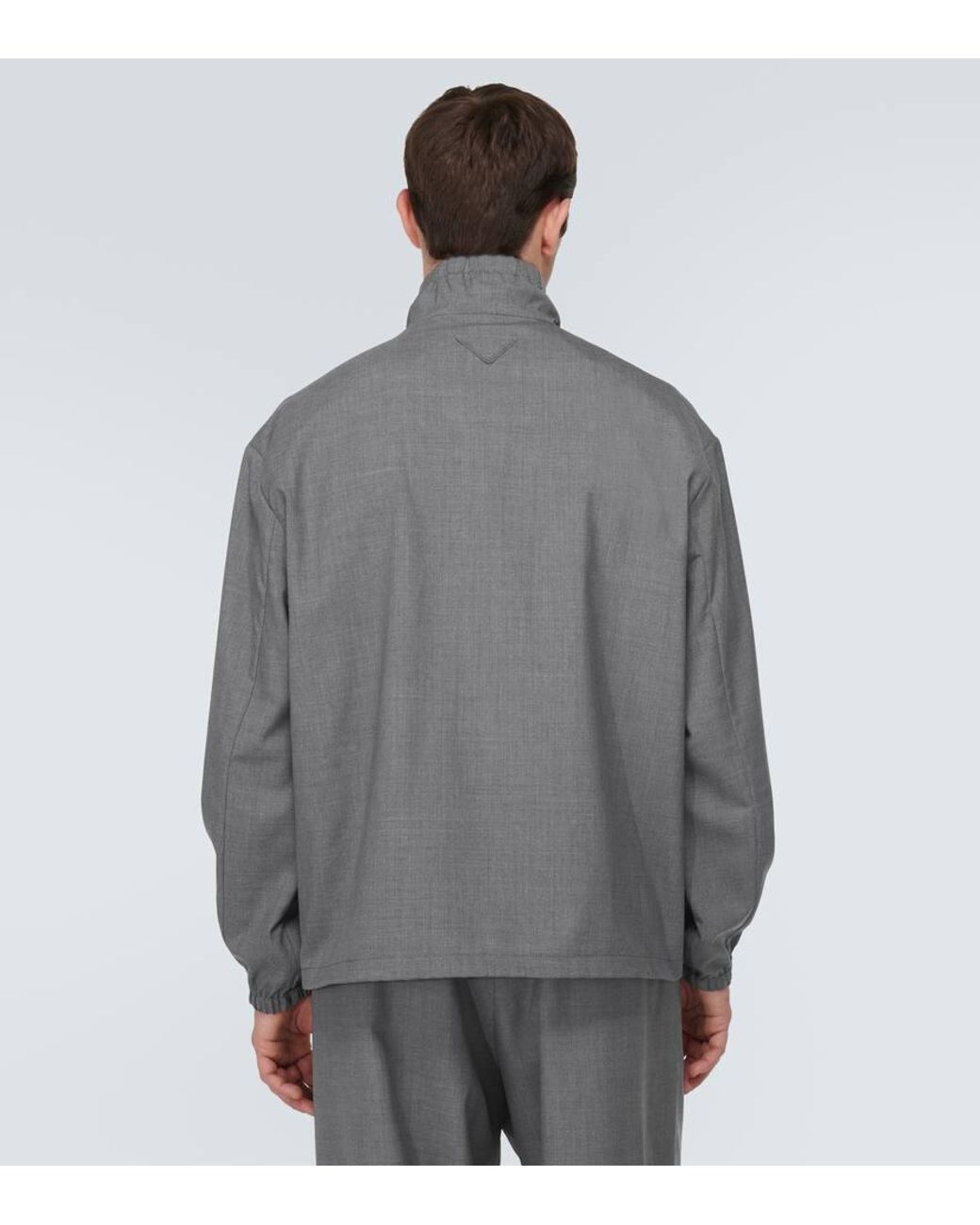 Prada Virgin Wool Blouson Jacket in Grey for Men | Lyst UK
