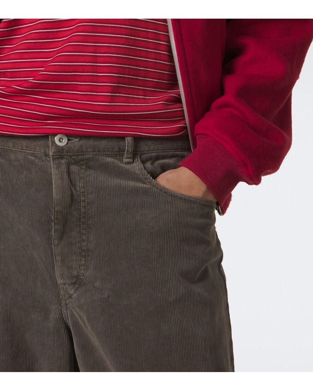 Auralee Gray Cotton Corduroy Wide-Leg Pants for men