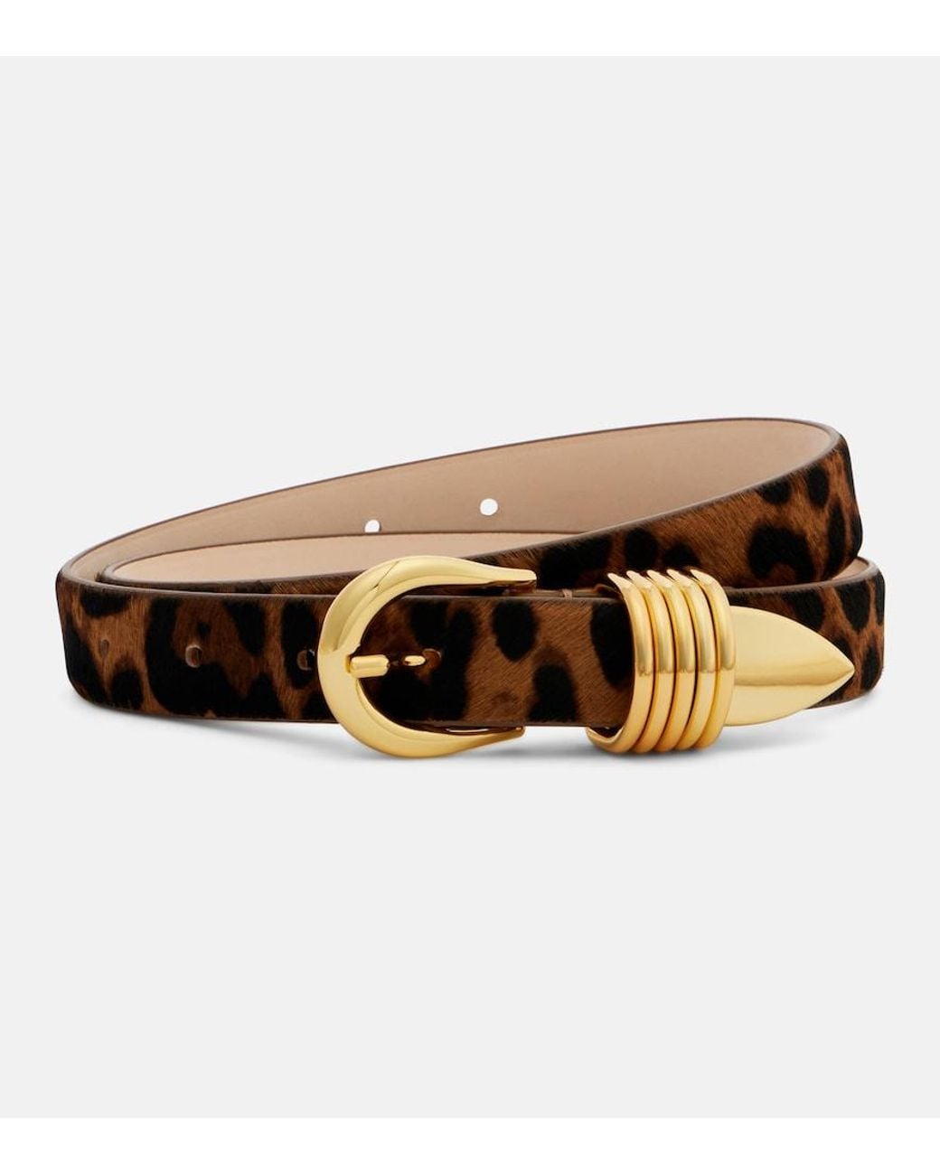 DEHANCHE Natural Hollyhock Leopard-Print Calf Hair Belt