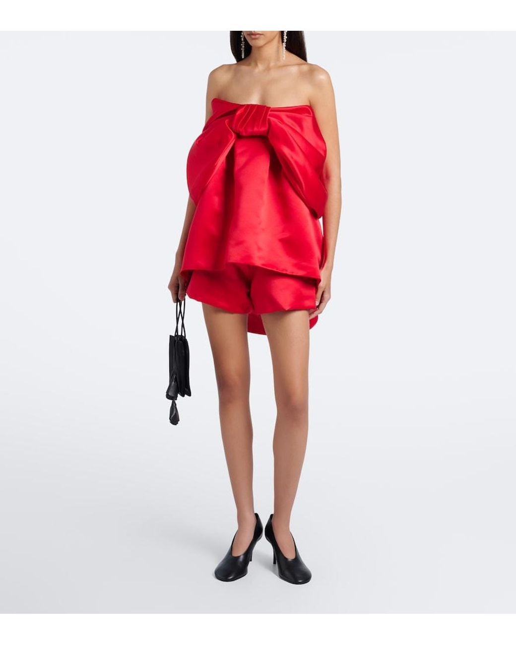 Simone Rocha Red Bow-Detail Satin Top