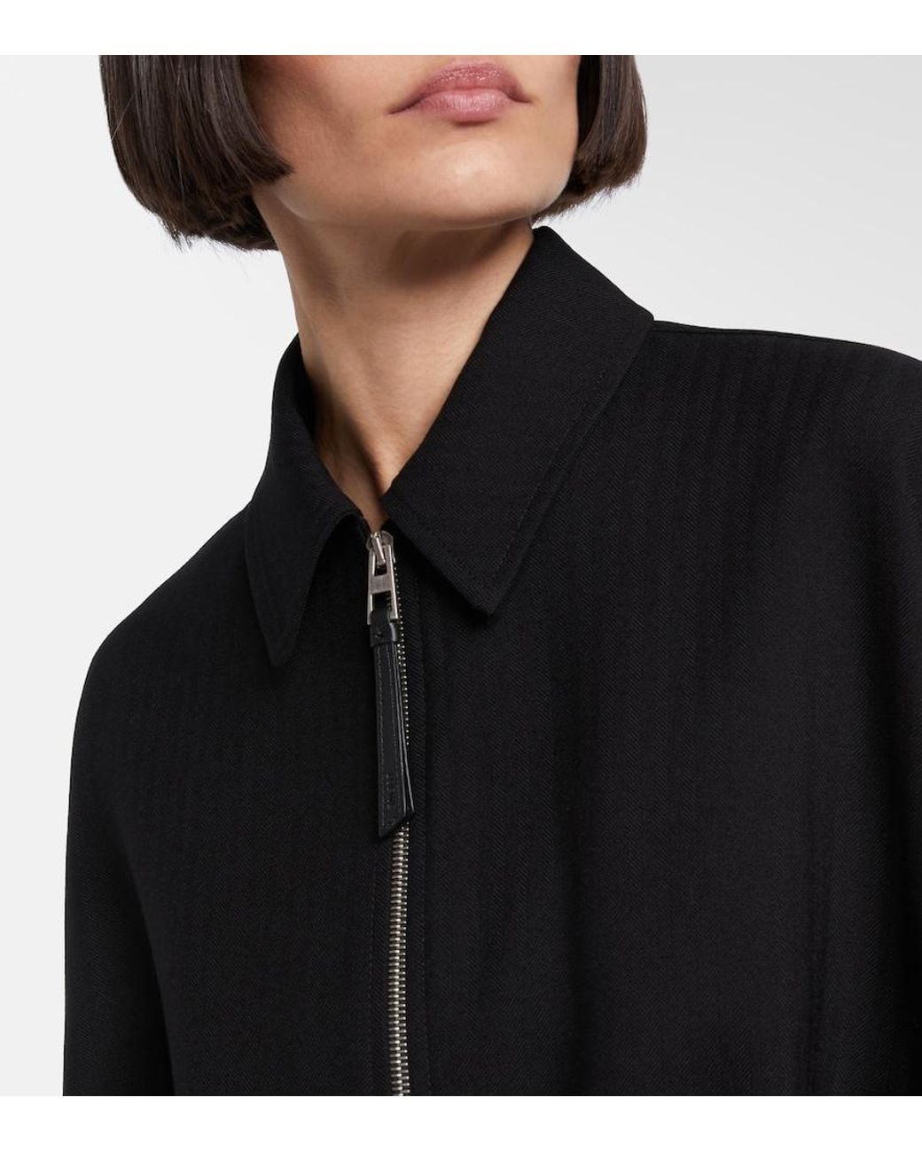 Loewe Black Wool Draped Bomber Jacket