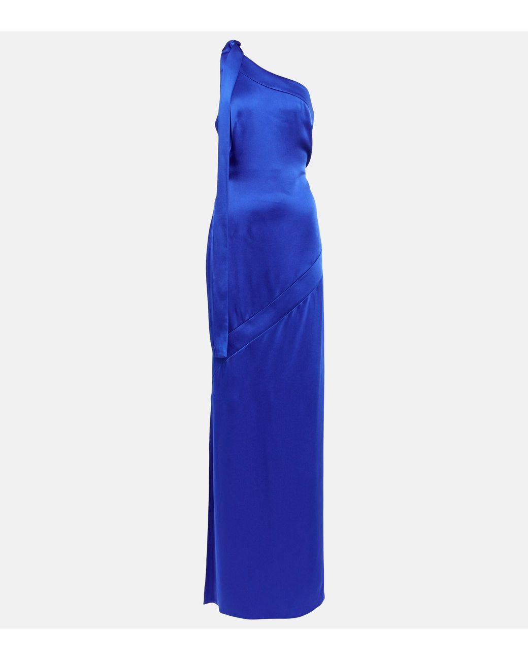Tom Ford One-shoulder Satin Gown in Blue | Lyst
