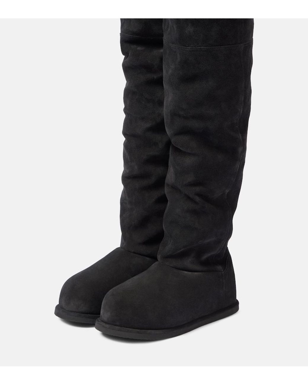 AMINA MUADDI Black Heidi Thigh High Boot 15 Crosta Bla