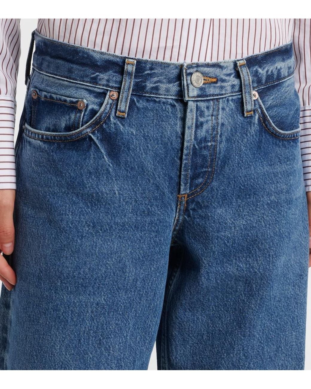 Agolde Blue Low Rise Loose Straight Jeans