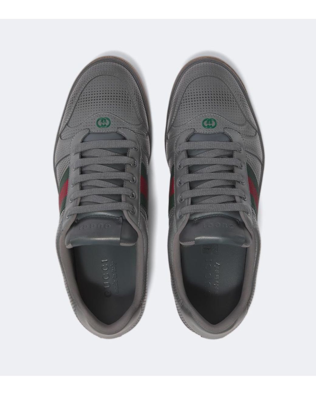 Gucci Gray Screener Perforated Leather Sneakers for men